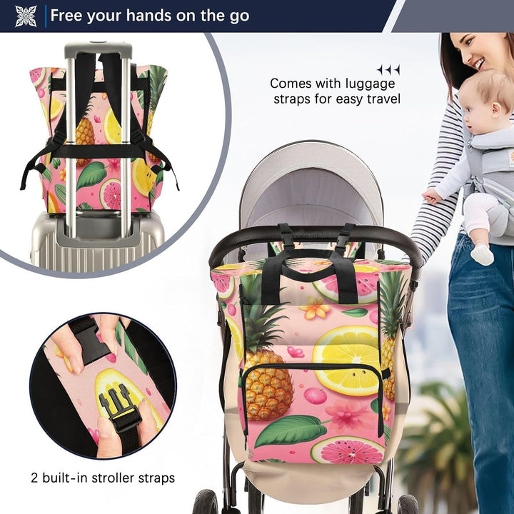 Gelbe Ananas Zitronen Tropisch Wickeltasche Reiserucksack Grosse Kapazität Schulter Mom Taschen für
