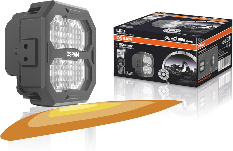 OSRAM LEDriving® Cube PX4500 Wide, LEDPWL106-WD, OFF ROAD, LED Arbeitsscheinwerfer, 4500 Lumen, Falt