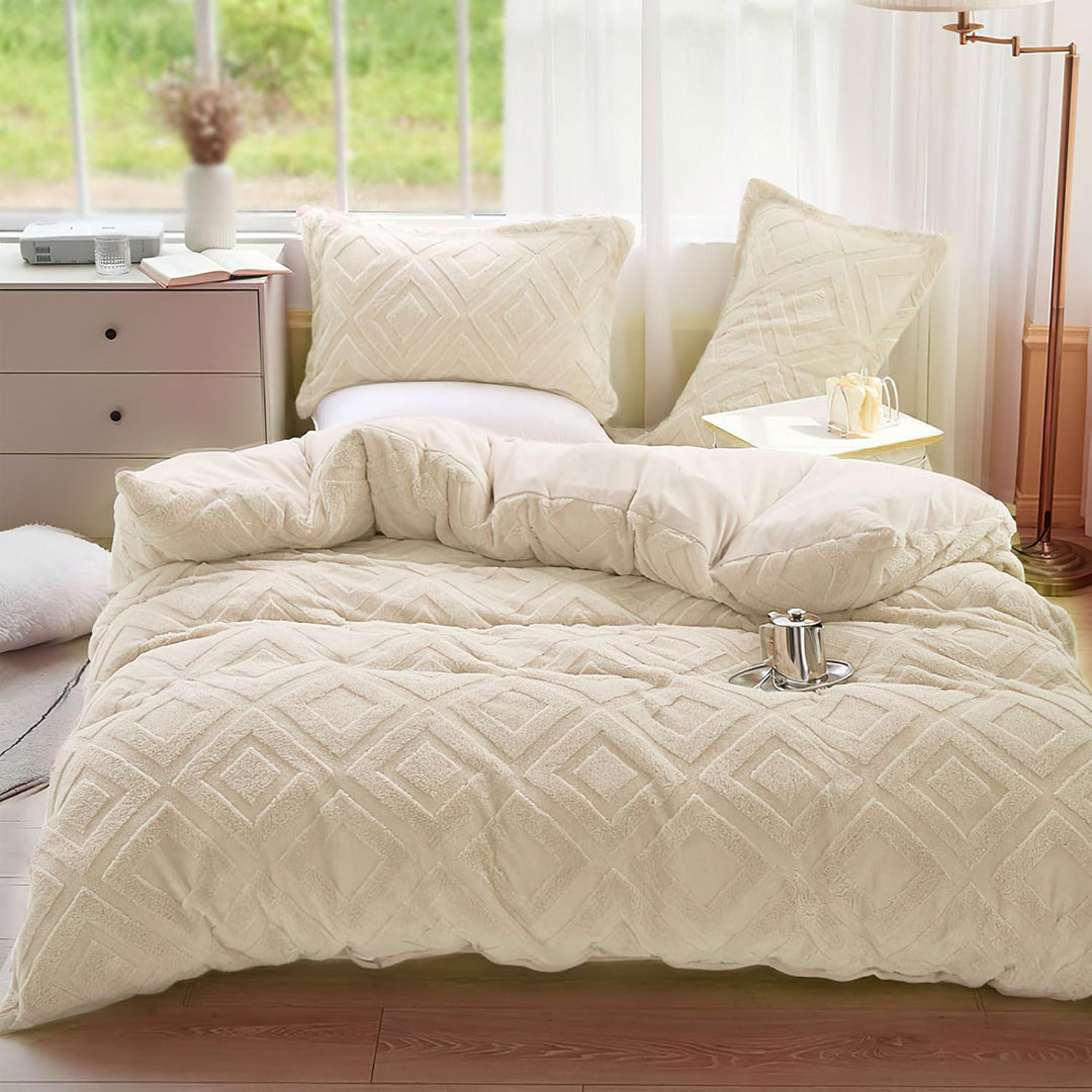 KEAYOO Plüsch Kissenbezug 40x80cm mit Flauschig Teddy Fleece Extra Warm für Winter Kissenbezug (Beig