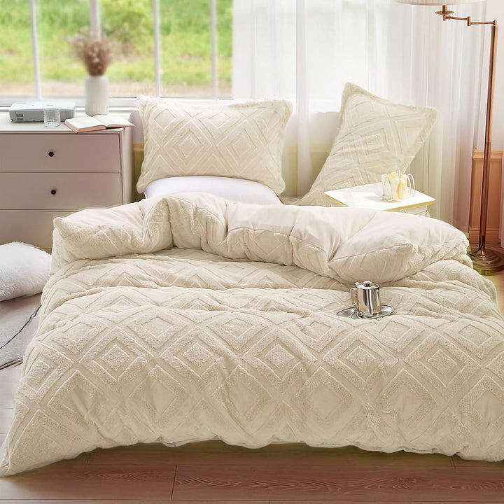 KEAYOO Plüsch Kissenbezug 40x80cm mit Flauschig Teddy Fleece Extra Warm für Winter Kissenbezug (Beig