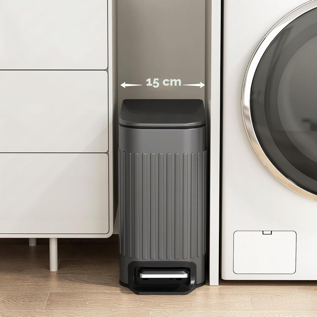 TrashAid Kleiner Mülleimer für Badezimmer mit Deckel Soft Close, 6 Liter Edelstahl Mülleimer mit her
