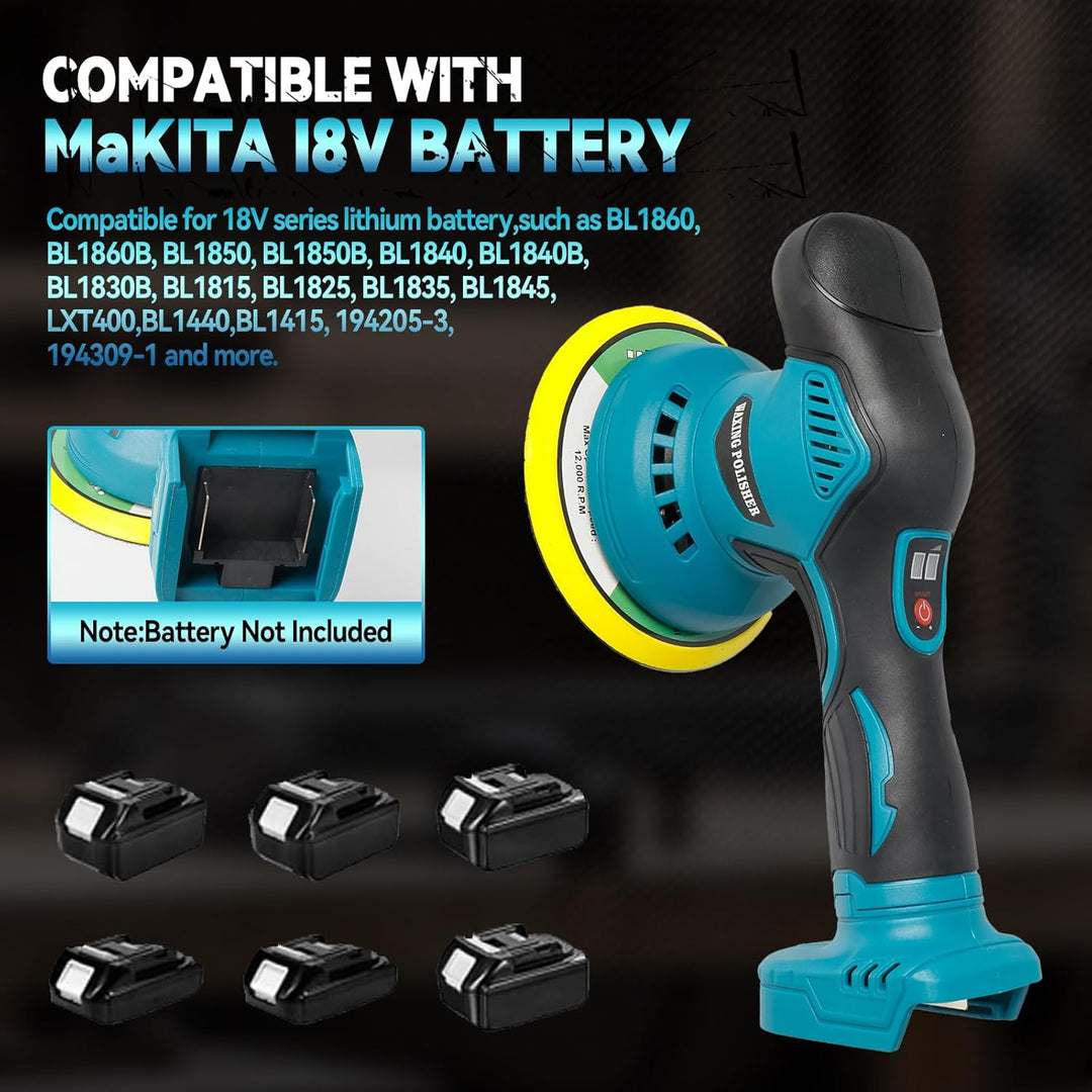 Kabelloser Auto Poliermaschine für Makita, bürstenloses 6-Zoll-Auto Politur-Set, 8 variable Geschwin
