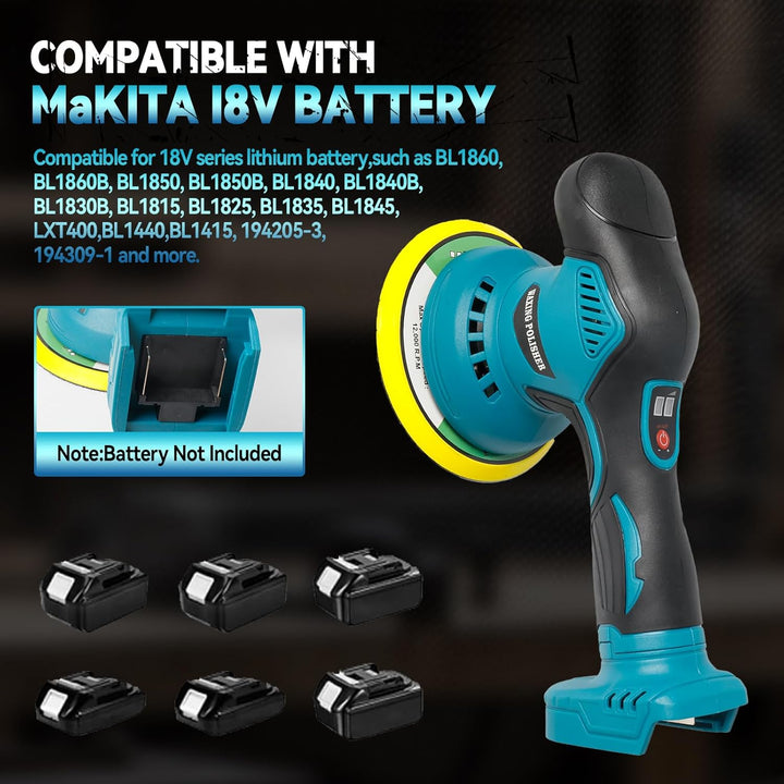 Kabelloser Auto Poliermaschine für Makita, bürstenloses 6-Zoll-Auto Politur-Set, 8 variable Geschwin