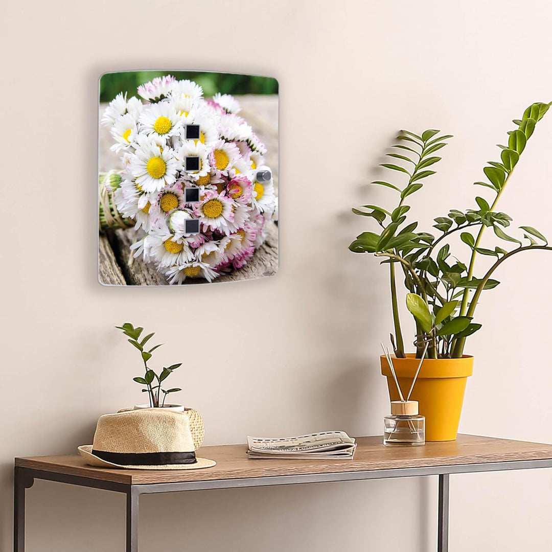 banjado® Design Schlüsselkasten aus Edelstahl Motiv Strauss Gänseblümchen für 24x21,5x7cm Schlüssel