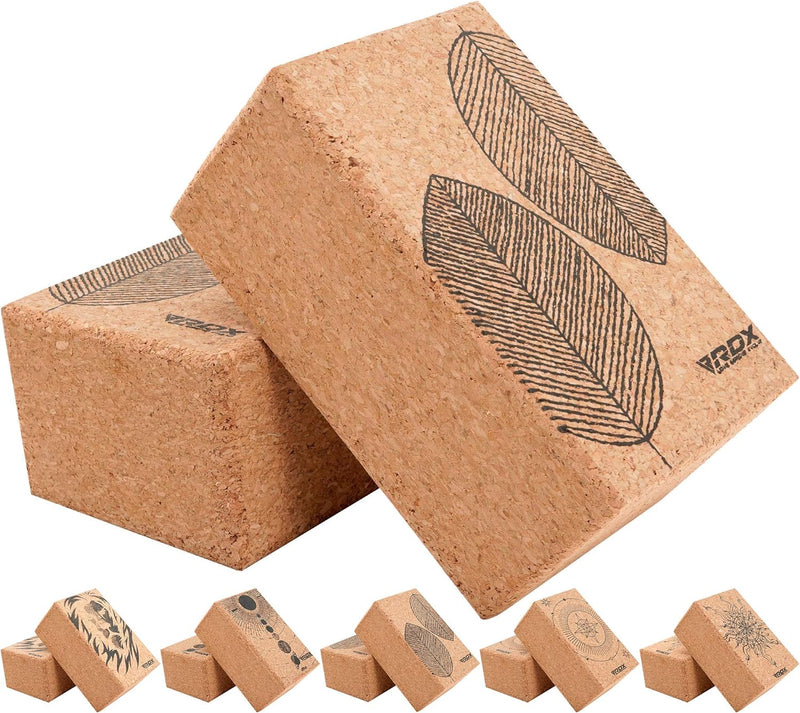 RDX Yoga Cork Block Set, High Density Eva Schaumstoff Rutschfester Blöcke, Leichtes Yogaklotz für Kö