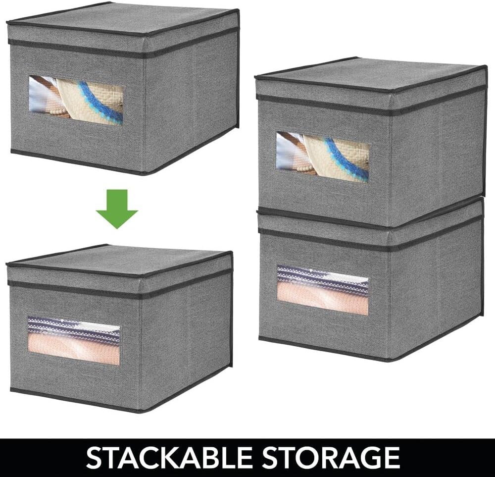 mDesign Stoffbox im 6er-Set – Aufbewahrungsbox aus Stoff – ideal zur Ablage von Kleidung und als Sch