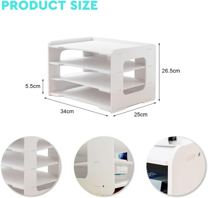 Umllpet Briefablage, 4-Tier Schreibtisch Organizer, Stapelbares Dokumentenablage, A4 Papier Aktenauf