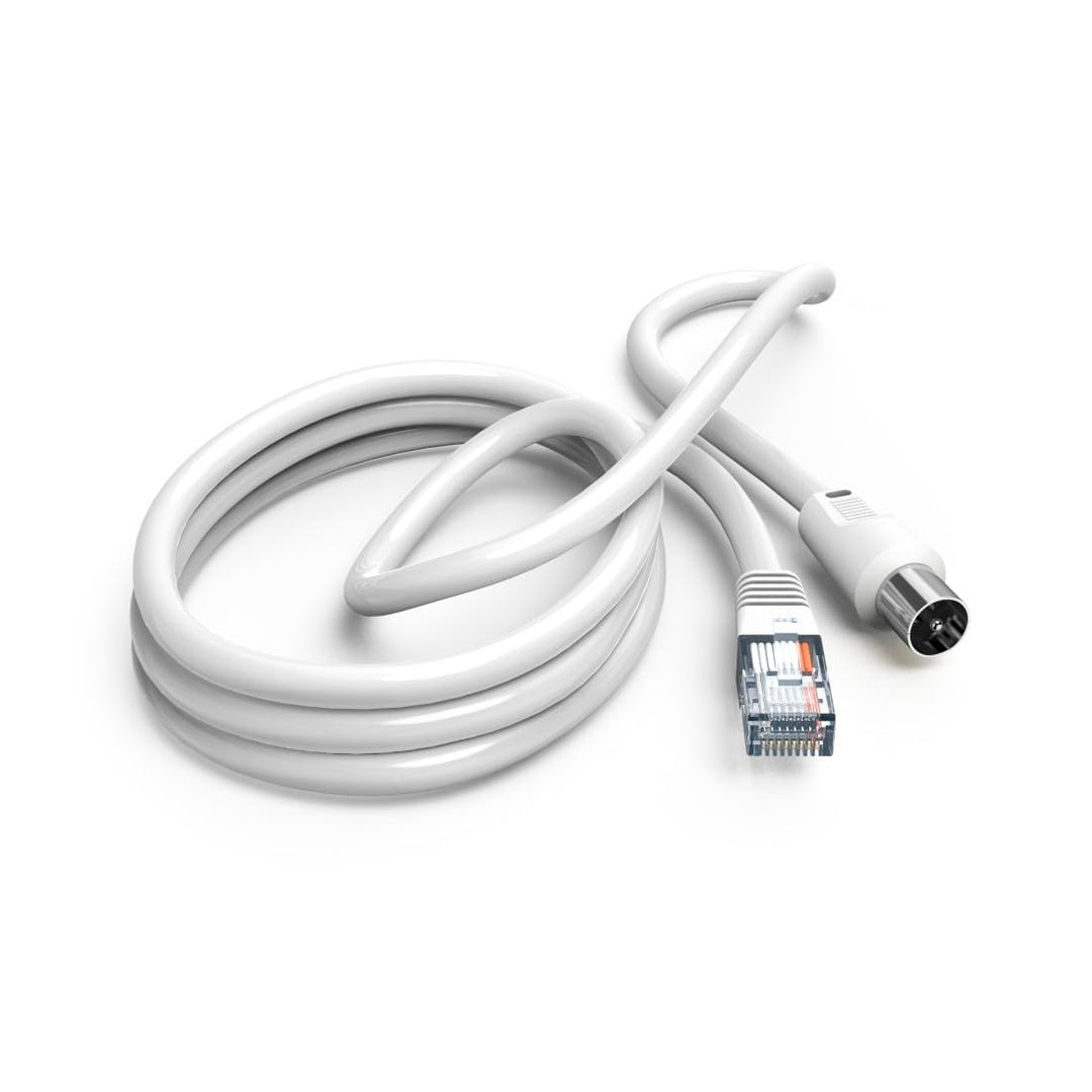 Hama Antennen-Kabel, 2,5 m, Weiss - Koaxial, Ethernet, Cat 5e, Stecker auf RJ45, 8 Pins, für Fernseh