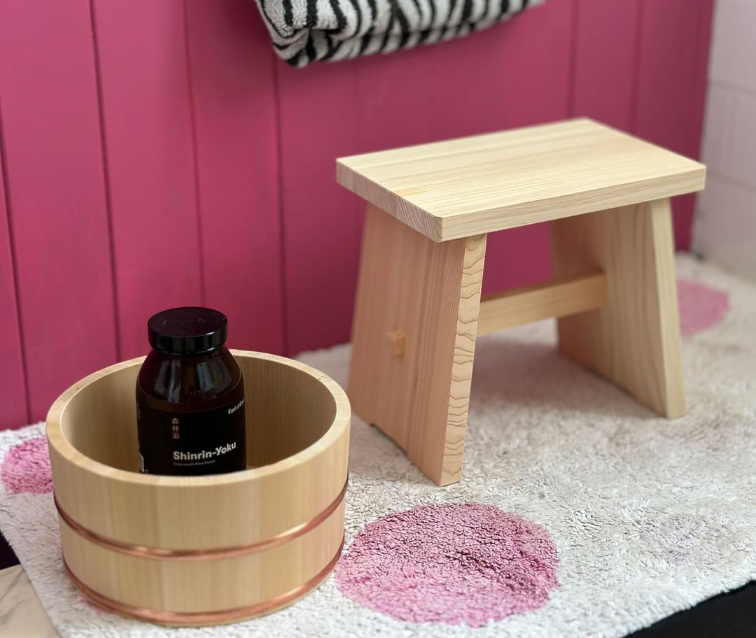 Umezawa Japanischer Onsen Stil Bad Hocker - Sauna &amp; Badesitz aus Holz, Braun, Klassisch, 27 x 17 x 2