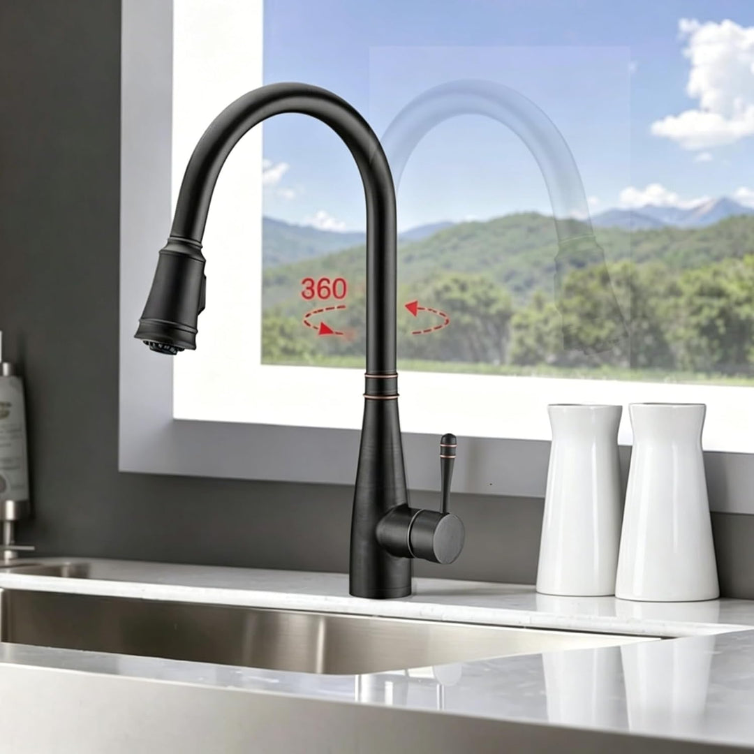 Ibergrif M22134T - Küchenarmatur mit ausziehbare Brause, Spültischbatterie, Küche Wasserhahn, Edelst