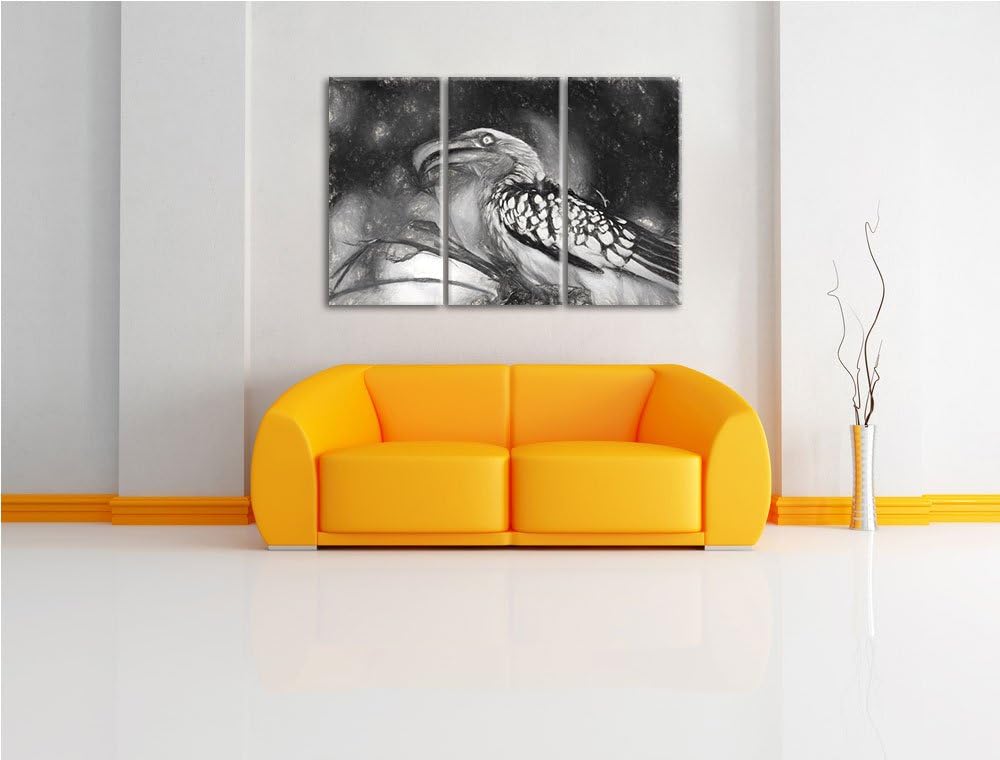 exotischer Gelbschnabeltoko NewArt 3-Teiler Leinwandbild 120x80 Bild auf Leinwand, XXL riesige Bilde