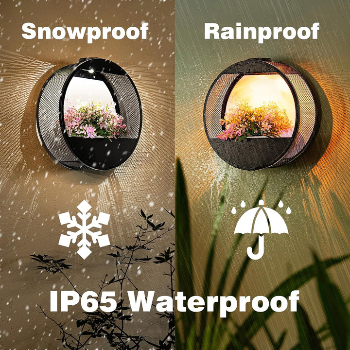 CNAPXAIA Solar-Pflanzenständer mit LED-Leuchten – Wandmontiertes Metallregal Gartendekor für Pflanze