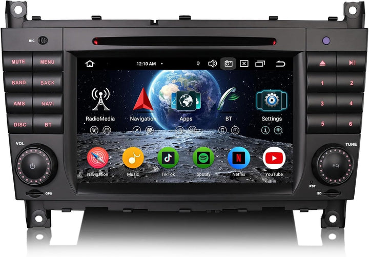 Erisin 8-Kern 4GB+64GB Android 14 Autoradio Bluetooth DVD GPS Navi für Mercedes Benz C-Klasse W203 C