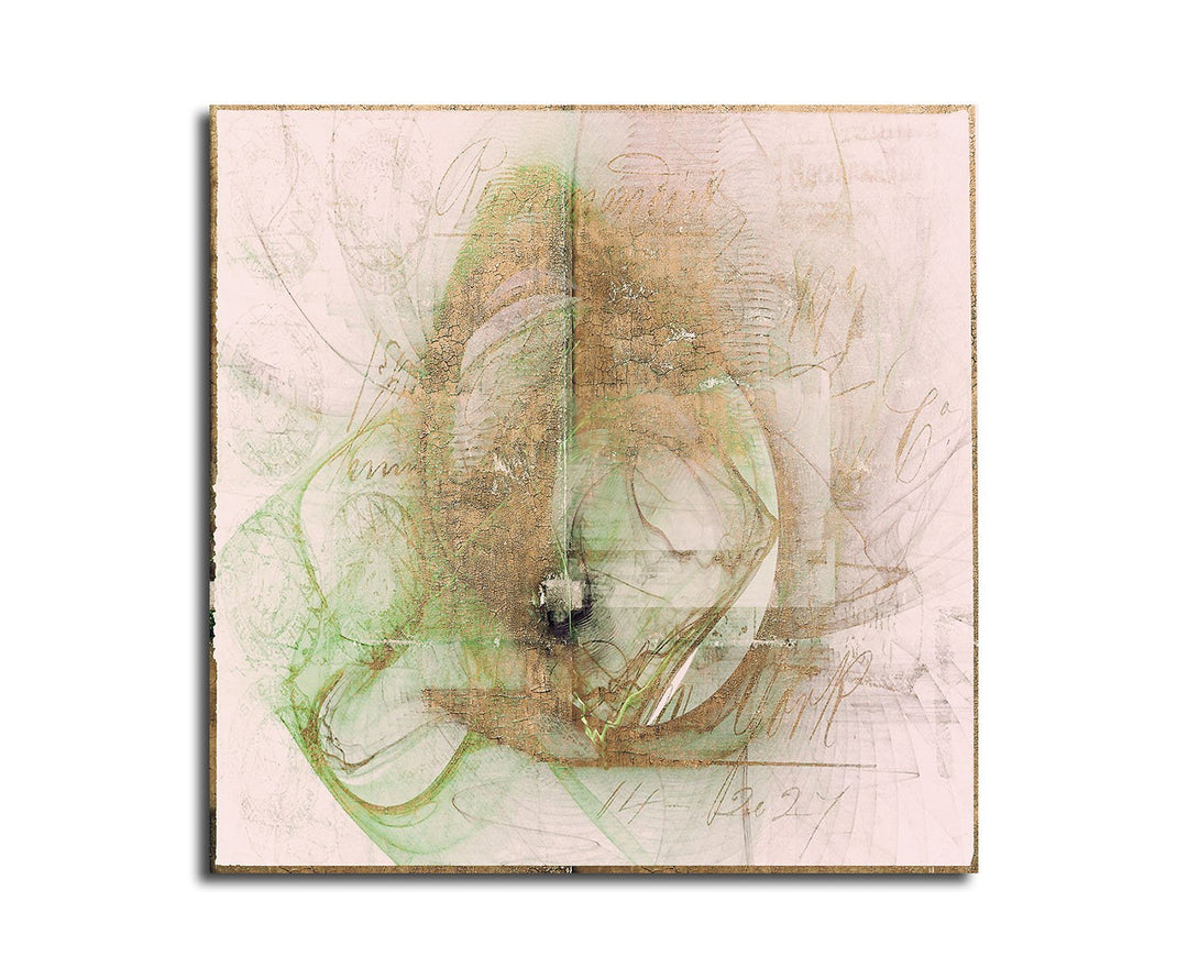 Paul Sinus Art Der Gedankensplitter - Abstrakt338_60x60cm Bild auf Leinwand zartrosa grün braun Abst