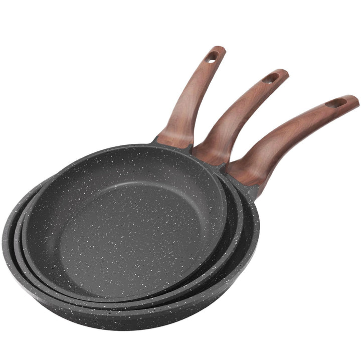 YASHE Antihaft-Bratpfannen-Set, 3-teilig mit 20/24/28 cm Granit-Pfannen, induktionsgeeignet, gesunde