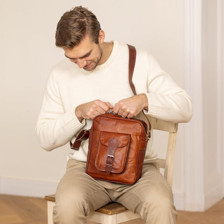 Gusti Umhängetasche Leder - Frank Handtasche Ledertasche Vintage Braun Leder Damen