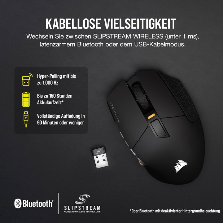 Corsair Scimitar Elite RGB Wireless MMO Gaming Mouse - 26.000 DPI - 16 Programmierbare Tasten - Bis