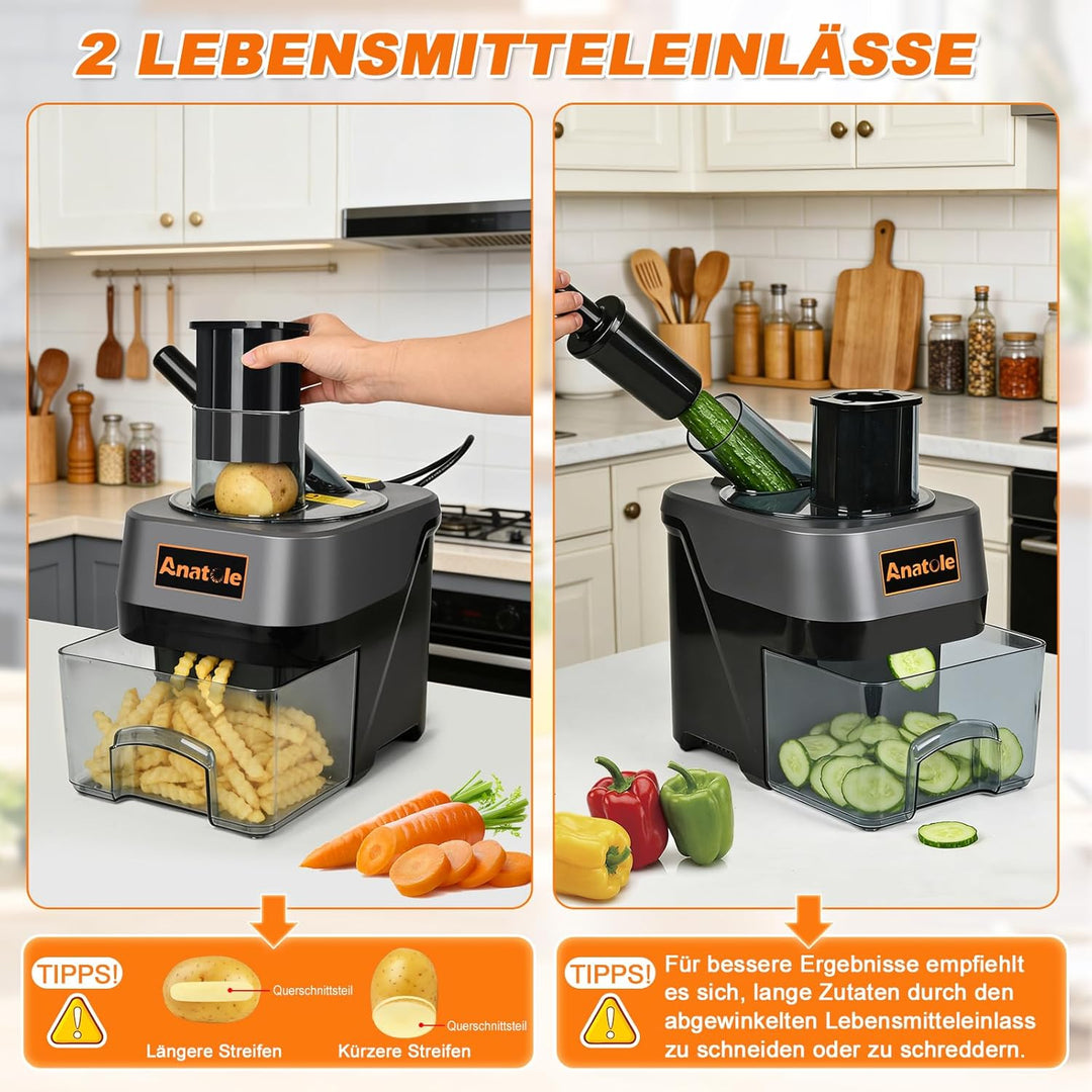Anatole 6 in 1 Gemüseschneider Elektrisch Würfelschneider Professionell Gemüsehobel Wellenschneider