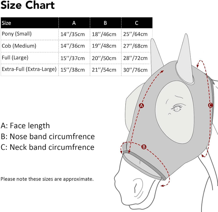 Harrison Howard Super Comfort Stretchy Fly Mask Large Eye Space with UV Protection Soft on Skin with