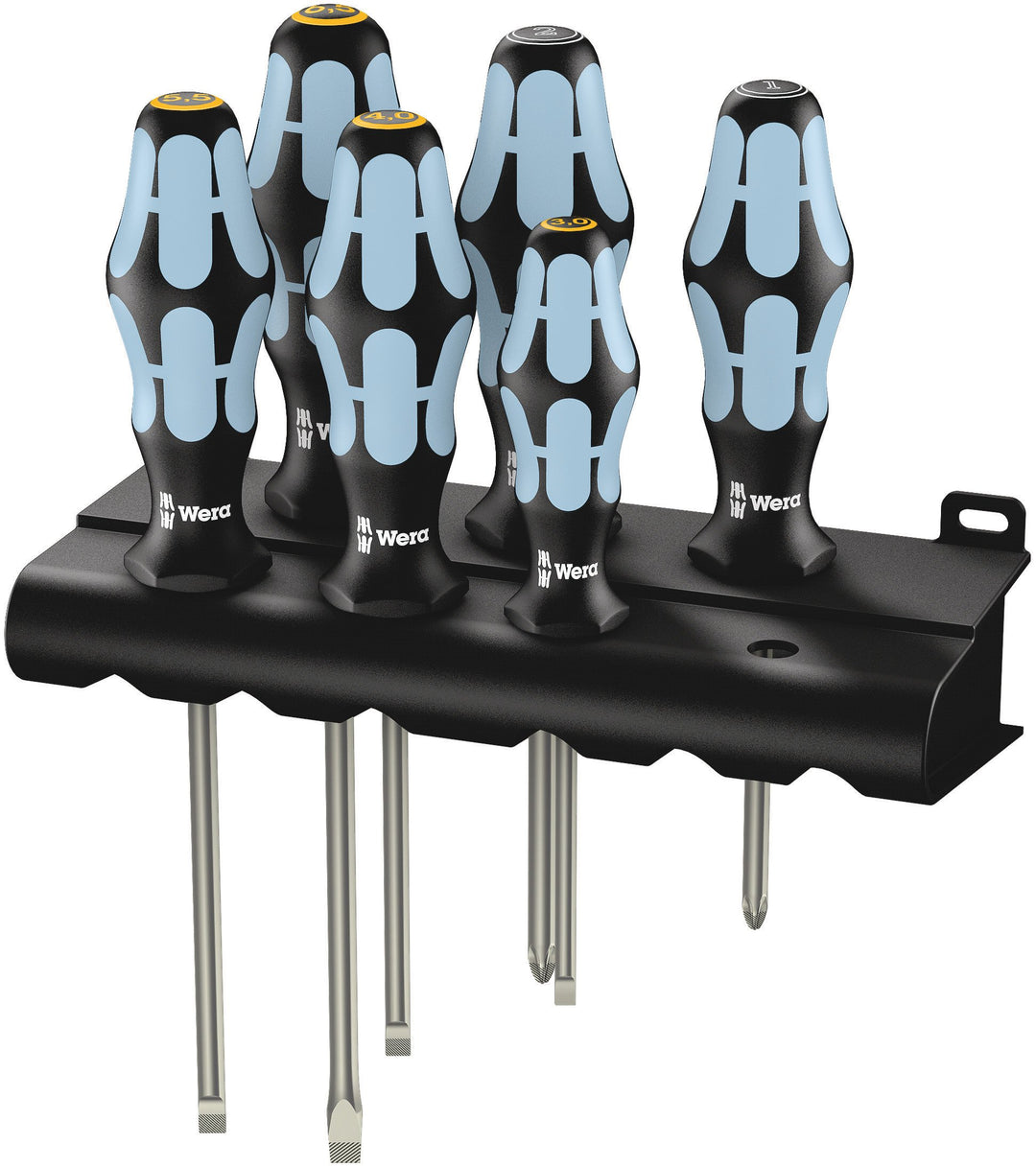 Wera 3334/3355/6 Schraubendrehersatz, Edelstahl + Rack, 6-teilig, 05032061001