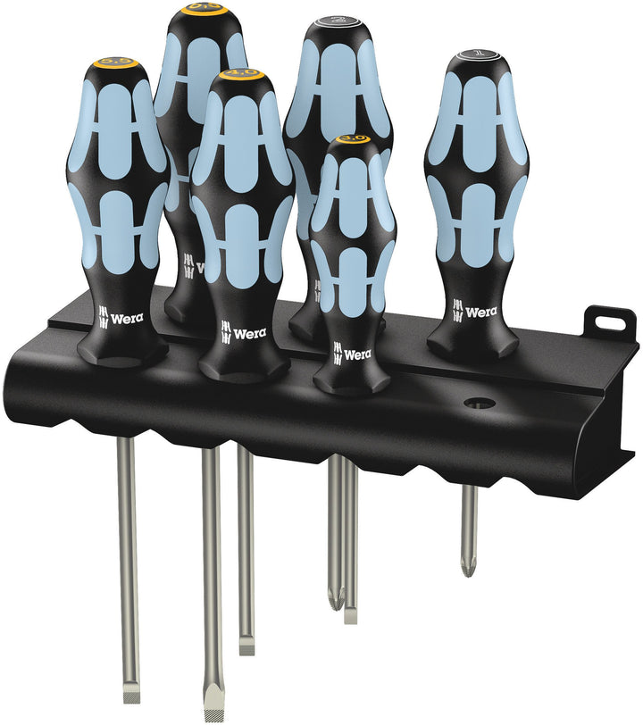 Wera 3334/3355/6 Schraubendrehersatz, Edelstahl + Rack, 6-teilig, 05032061001