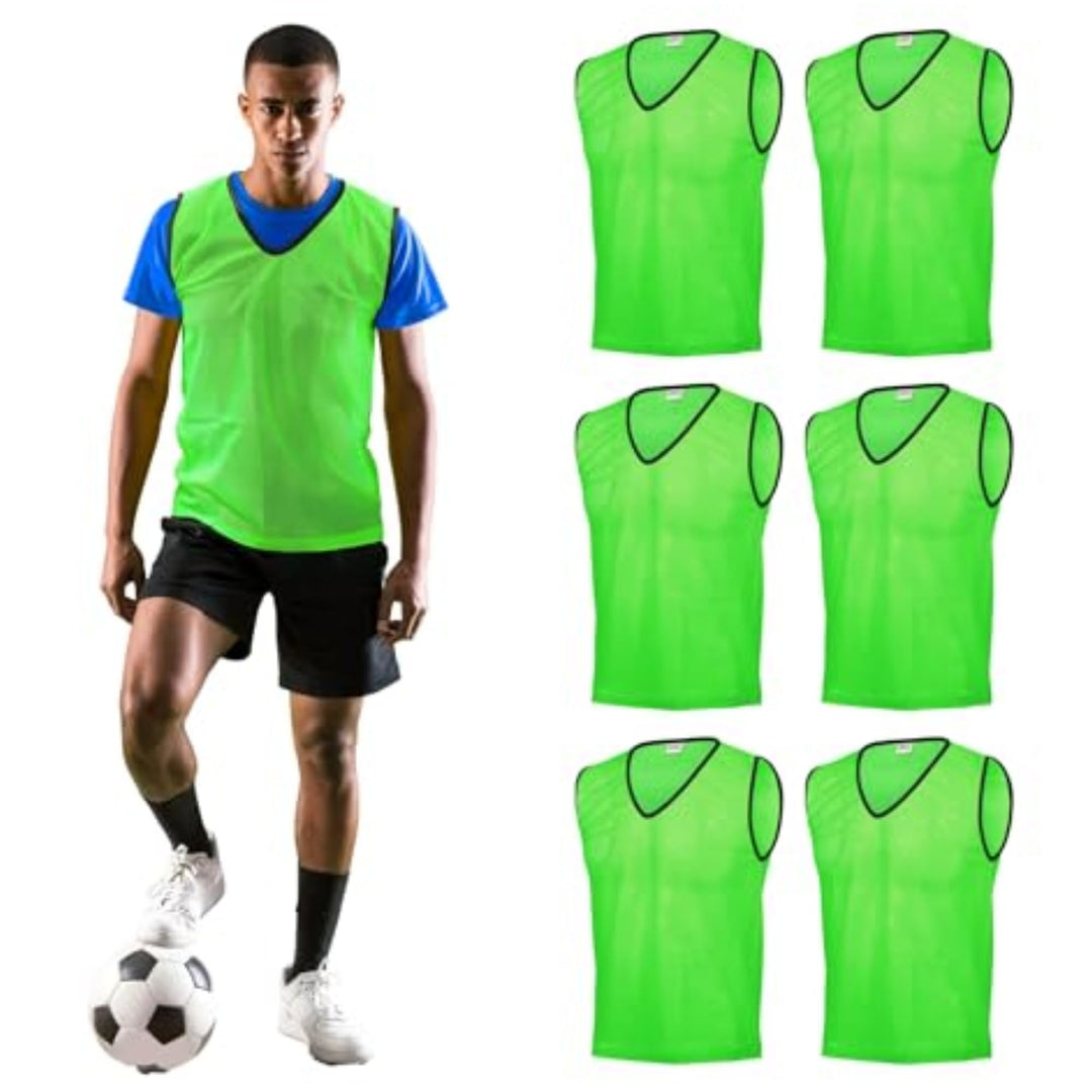 GSI Sports Pinnies – Packs of 6 or 12 – Free Size – Mesh Training Vests for Soccer, Basketball –7 Co