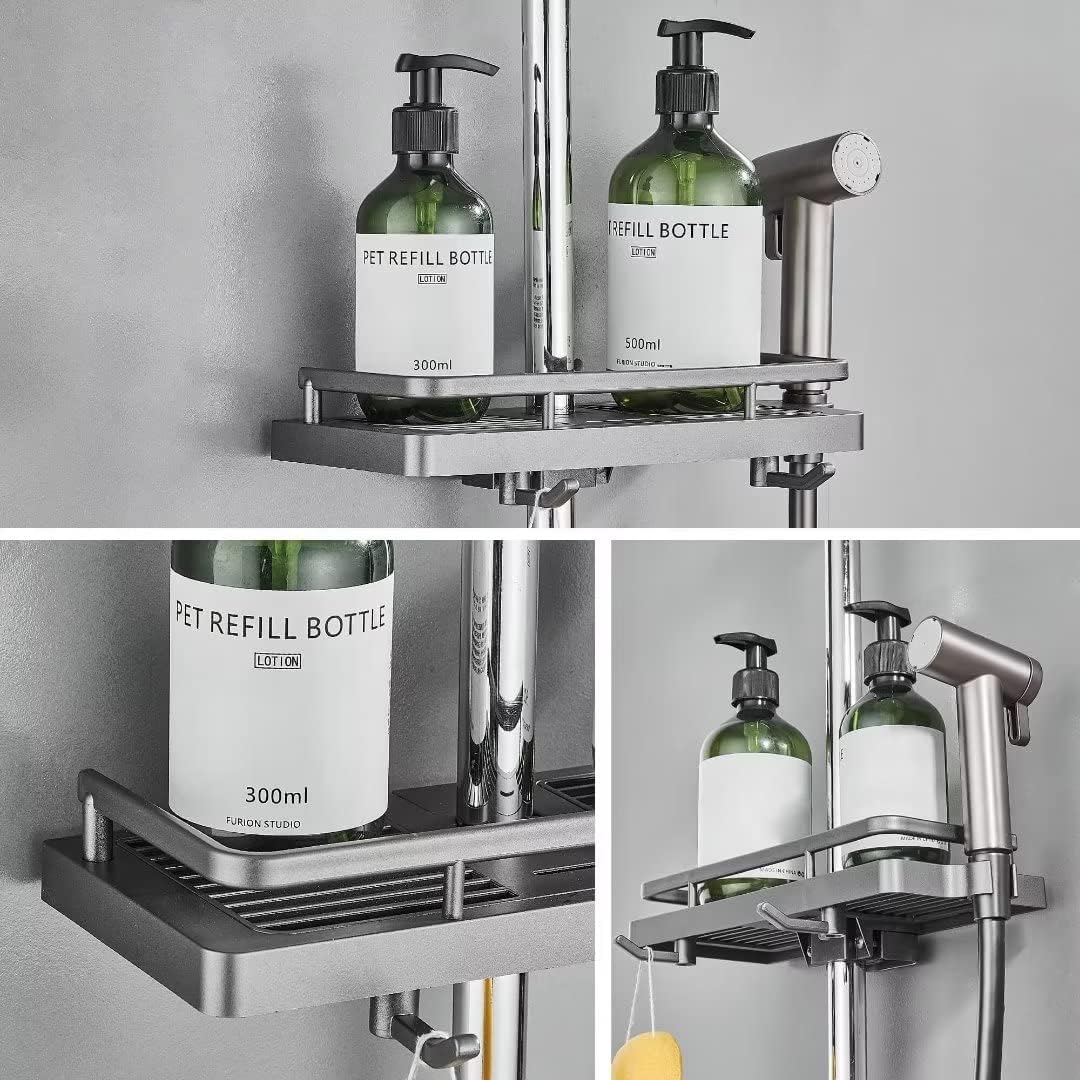 Hoomtaook Duschablage für Duschstange Dusche Caddy ohne Bohren Aufhängen Dusche Regale Zubehör Halte