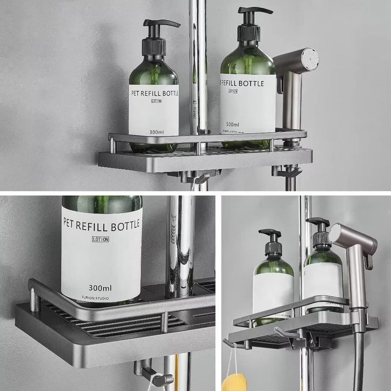 Hoomtaook Duschablage für Duschstange Dusche Caddy ohne Bohren Aufhängen Dusche Regale Zubehör Halte