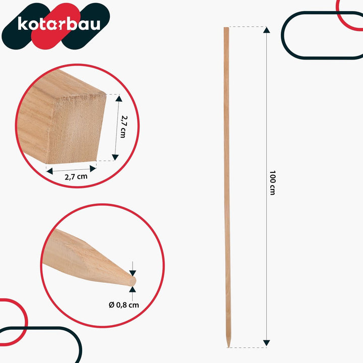 KOTARBAU® 15er Set Tomatenstäbe Pflanzstäbe 100 cm Zaunpfahl Holzpfosten Holzpflock angespitzt Pflan