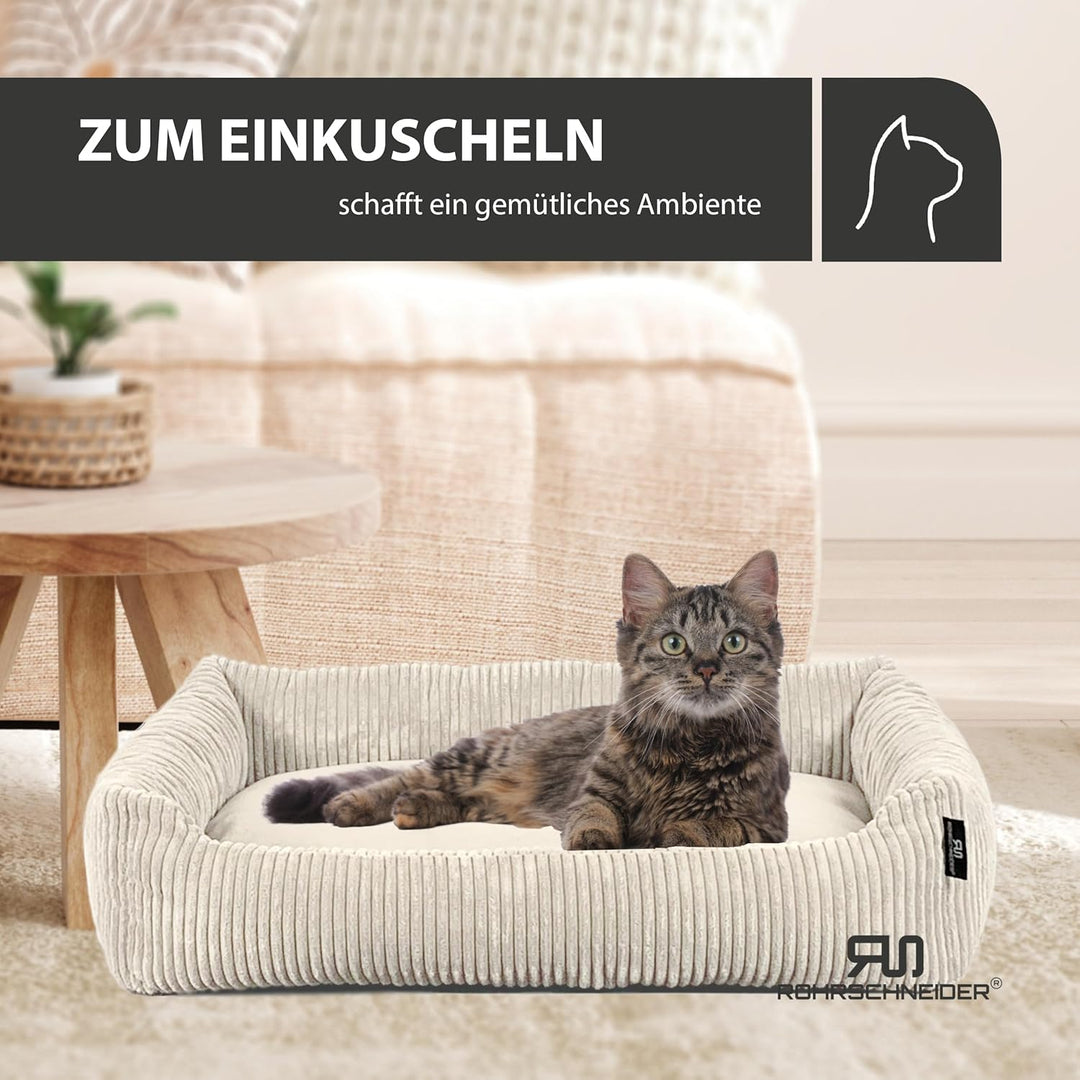 Rohrschneider Katzenbett Cordstoff mit Spielkugelset (Beige, breiter Cordstoff) Beige breiter Cordst