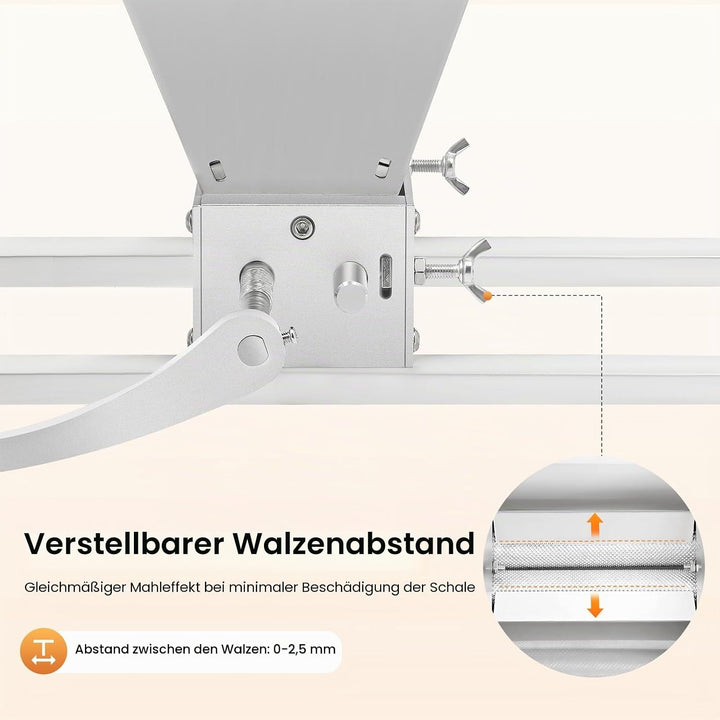 Manueller Getreidebrecher Quetsche 4L Malzmühle 2 Rollen-Schrotmühle Malz Mahlmaschine Flockenquetsc