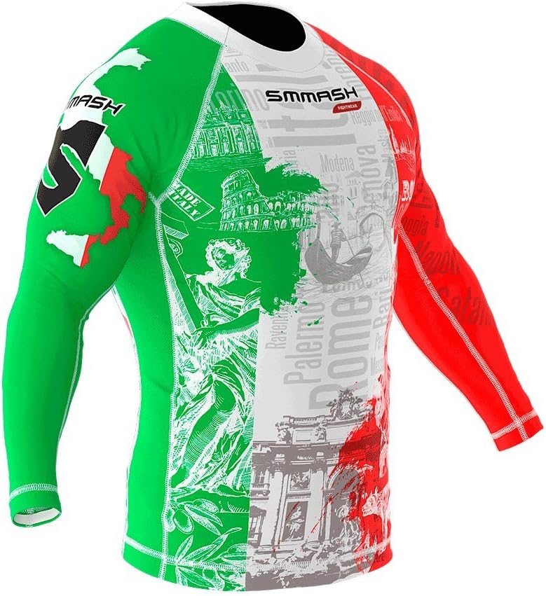 SMMASH Funktionsshirt Herren Rashguard Langarm Sportshirt MMA Thaibox Muay Thai Kickboxen Atmungsakt