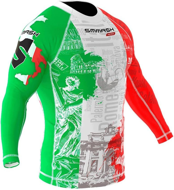 SMMASH Funktionsshirt Herren Rashguard Langarm Sportshirt MMA Thaibox Muay Thai Kickboxen Atmungsakt
