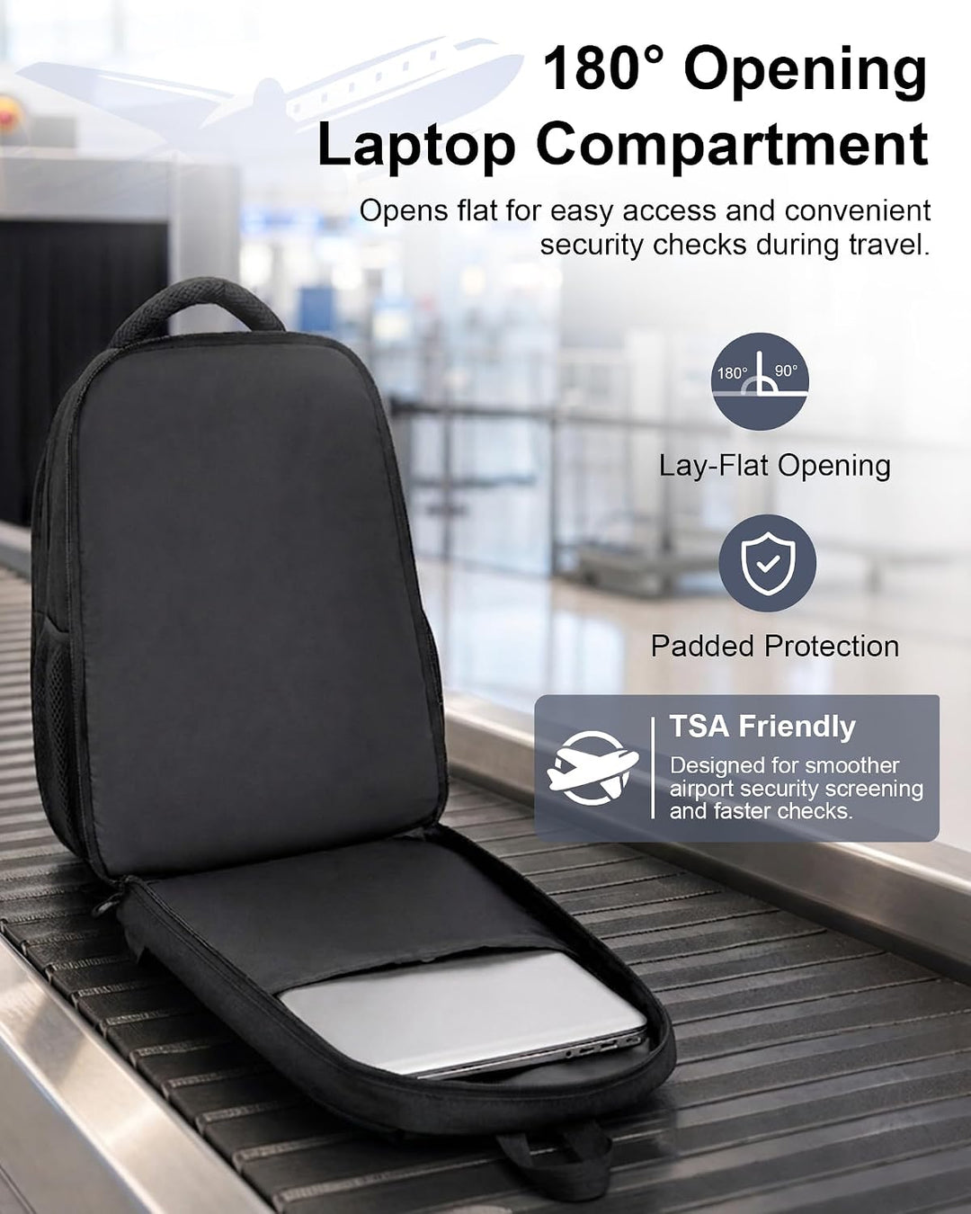 Rucksack Herren Arbeit, 15,6 Zoll Business Laptop Rucksack Damen, Schwarz | Arbeitsrucksack mit voll