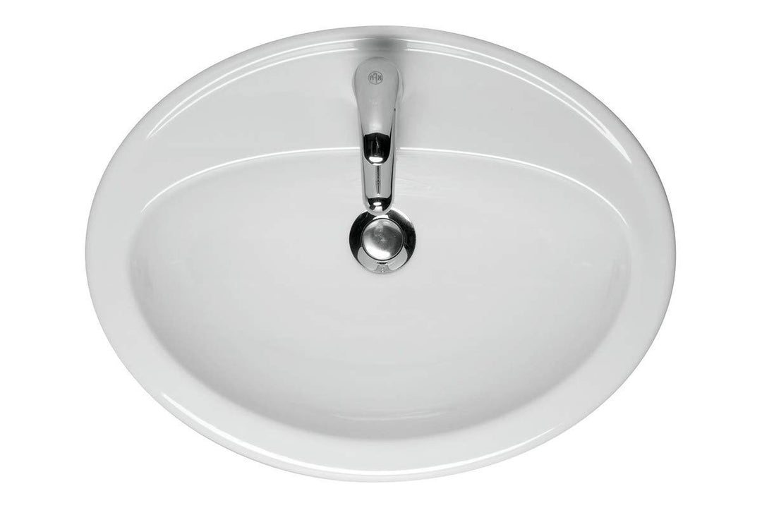VBChome Waschbecken Oval 54cm x 41cm Weiss Waschtisch Einbauwaschbecken Waschplatz Bad Badezimmer Gä