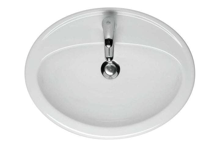 VBChome Waschbecken Oval 54cm x 41cm Weiss Waschtisch Einbauwaschbecken Waschplatz Bad Badezimmer Gä