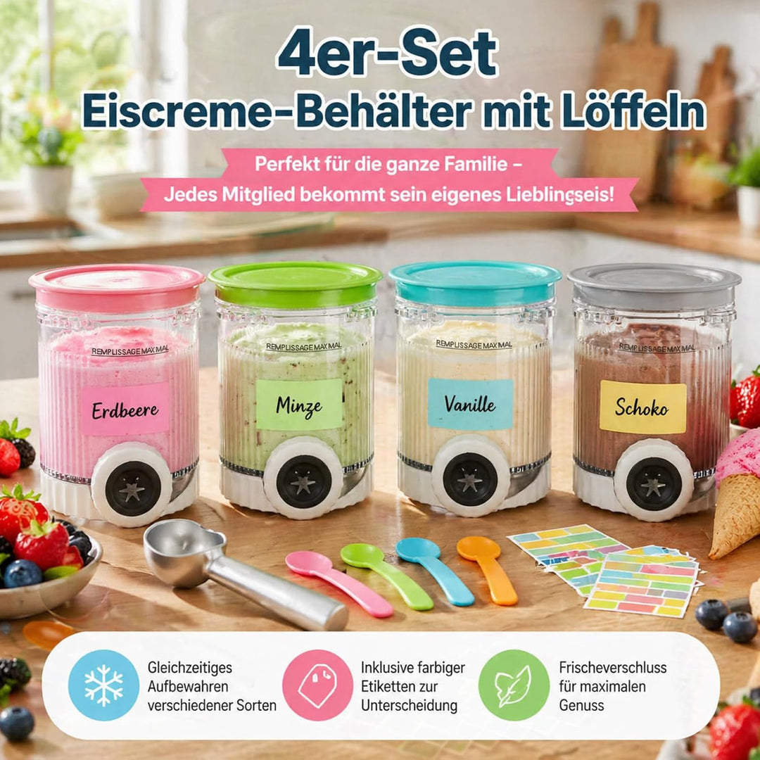 4 Stück Behälter für Ninja Swirl by Creami, Eiscremebecher und Deckel Kompatibel mit Ninja Creamy NC