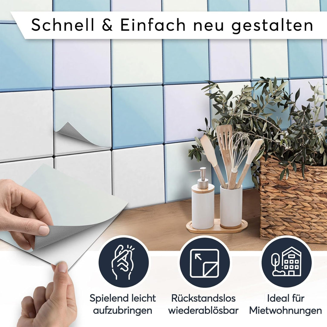 30 Stück Klebefliesen Folie 20x20 cm für Bad und Küche - Fliesenfolie, Fliesenfaufkleber - Sticker F