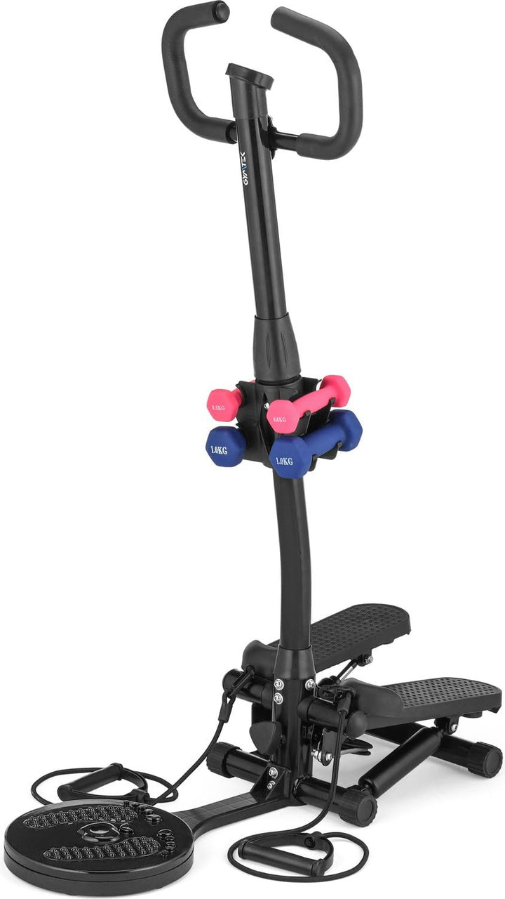 Gymtek® Stepper, Drehstepper mit Lenker, Expanderbänder, Hanteln & Twister - LCD