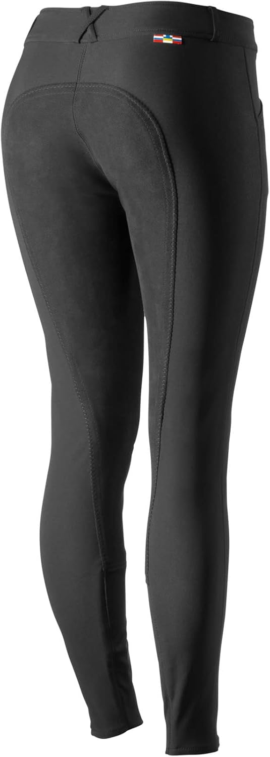 HORZE Damen Reithose Grand Prix, Turnierreithose mit Ledervollbesatz 34 Schwarz, 34 Schwarz
