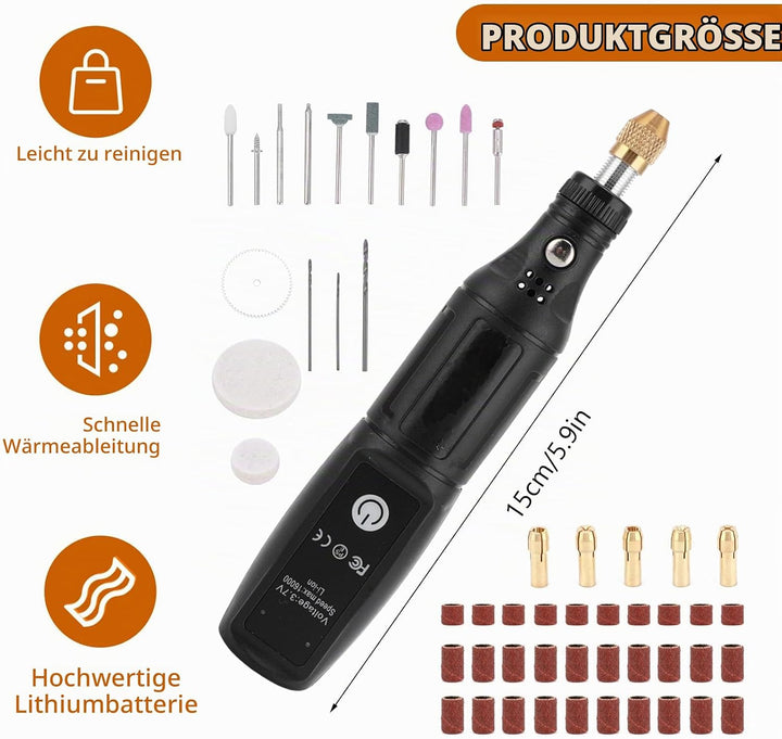 Mini Akku-Drehwerkzeug, Mini Elektroschleifer 5-Gang 8000rpm bis 16000rpm Rotary Tool Kit Drill Poli
