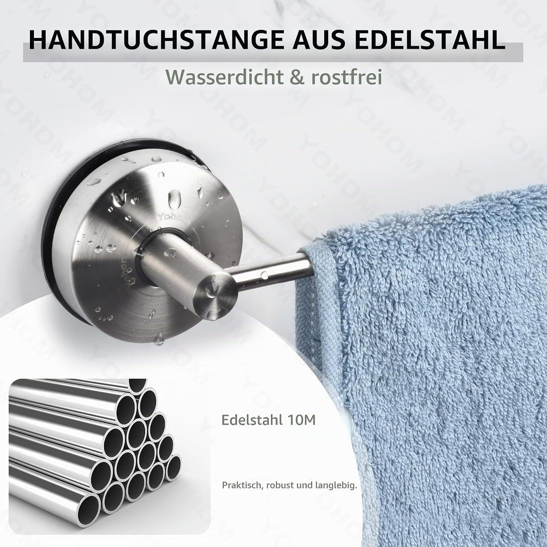 YOHOM 42,8 cm Handtuchstange Saugnapf Bad Edelstahl Handtuchhalter Saugnapf Extra Stark Geschirrtuch