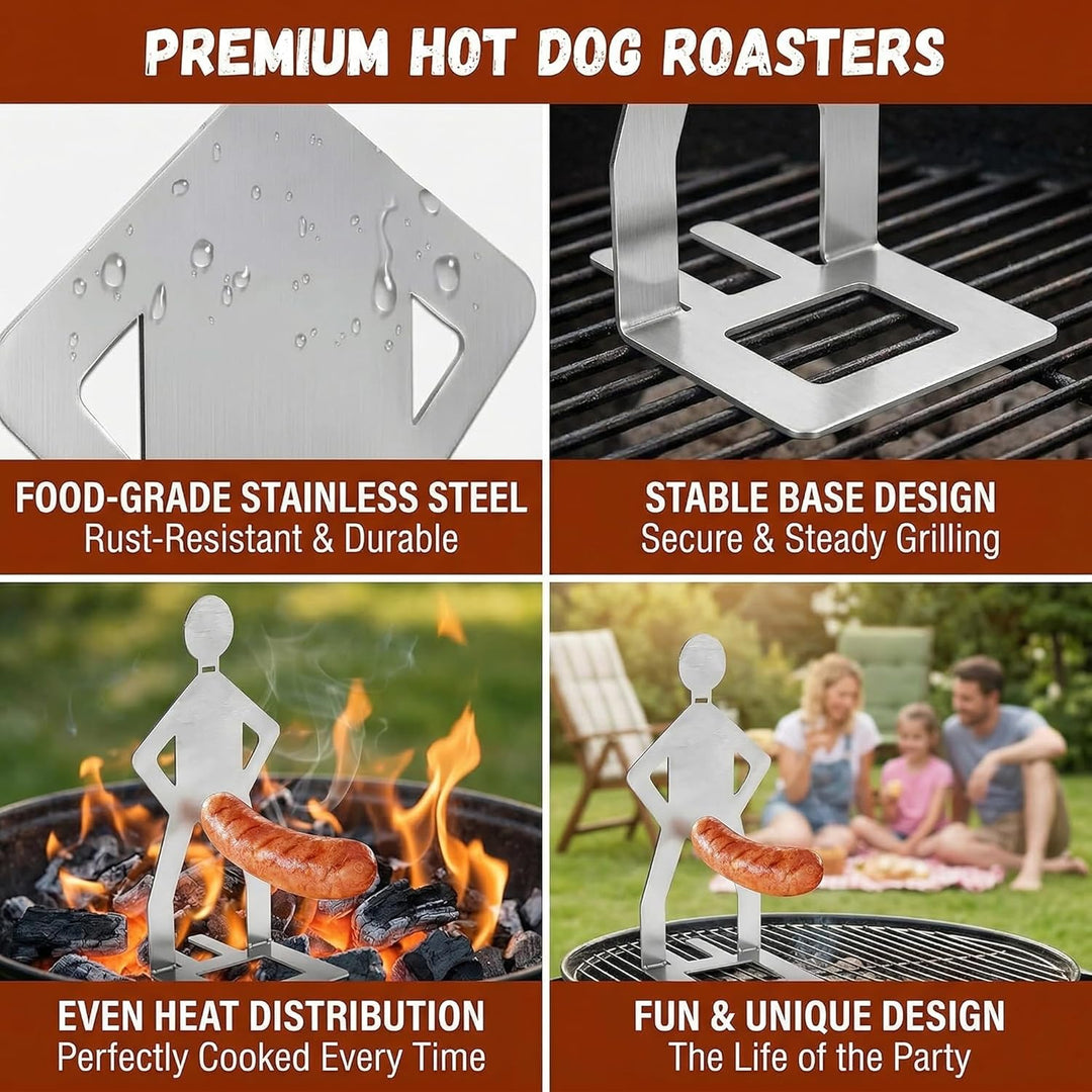 4 Stück Grillwursthalter Aus Edelstahl, Grill Geschenke für Männer, Kreativer Stehender Mann Wurst G