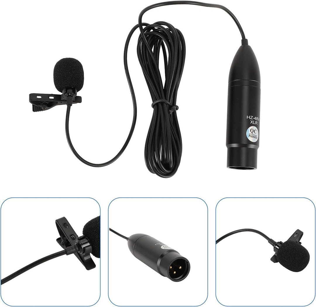 Lavalier Microfon Professional 48 V Phantom Power Omni Directional Rauschen Reduktion Clip auf Rever