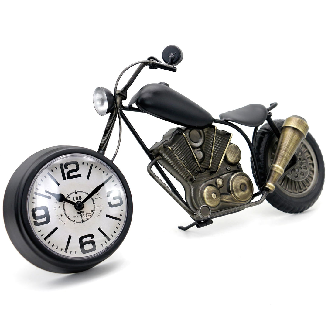 Vintage-Schreibtischuhr, Tischuhr, Motorrad-Geschenke für Männer, rustikale Bauernhaus-Dekoration, G