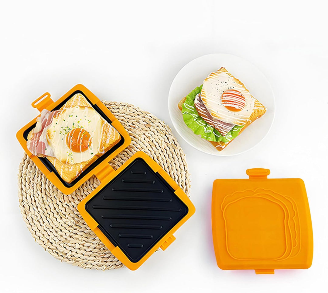 Mikrowellen-Sandwich-Maker, lebensmittelechtes Silikon, antihaftbeschichtet, spülmaschinenfest, für