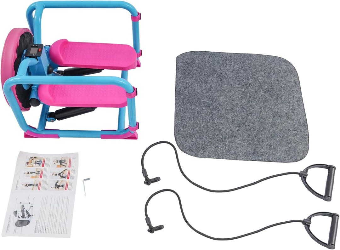 2 In 1 Hüfttwister & Stepper für Zuhause Testsieger Bis 150KG Mini Stepper mit LCD Display, 2 Widers