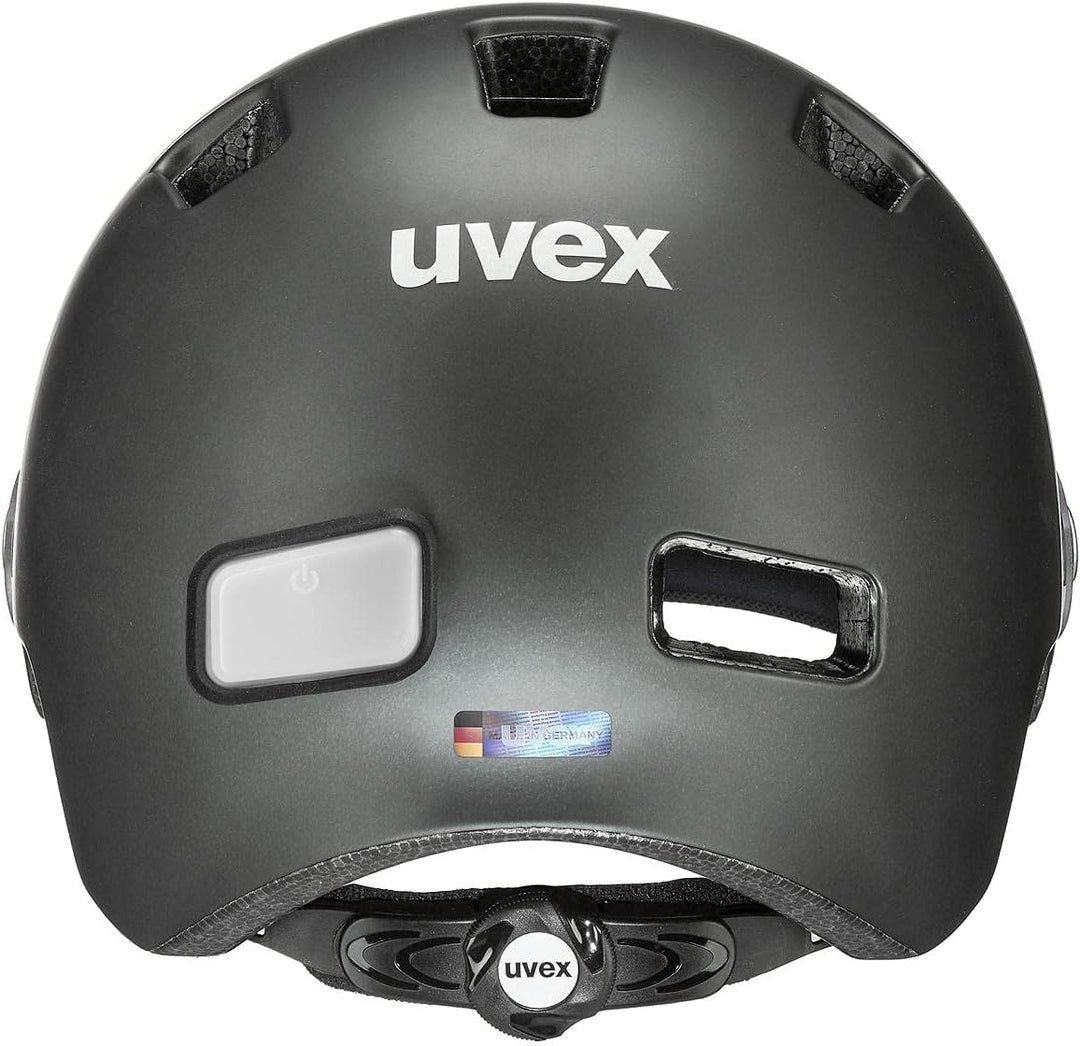 uvex rush visor - leichter City-Helm für Damen und Herren - mit Visier - inkl. LED-Licht - dark silv