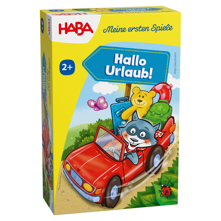 HABA Meine ersten Spiele – Hallo Urlaub! – Würfelspiel für Kinder ab 2 Jahren mit Waschbär & Auto –