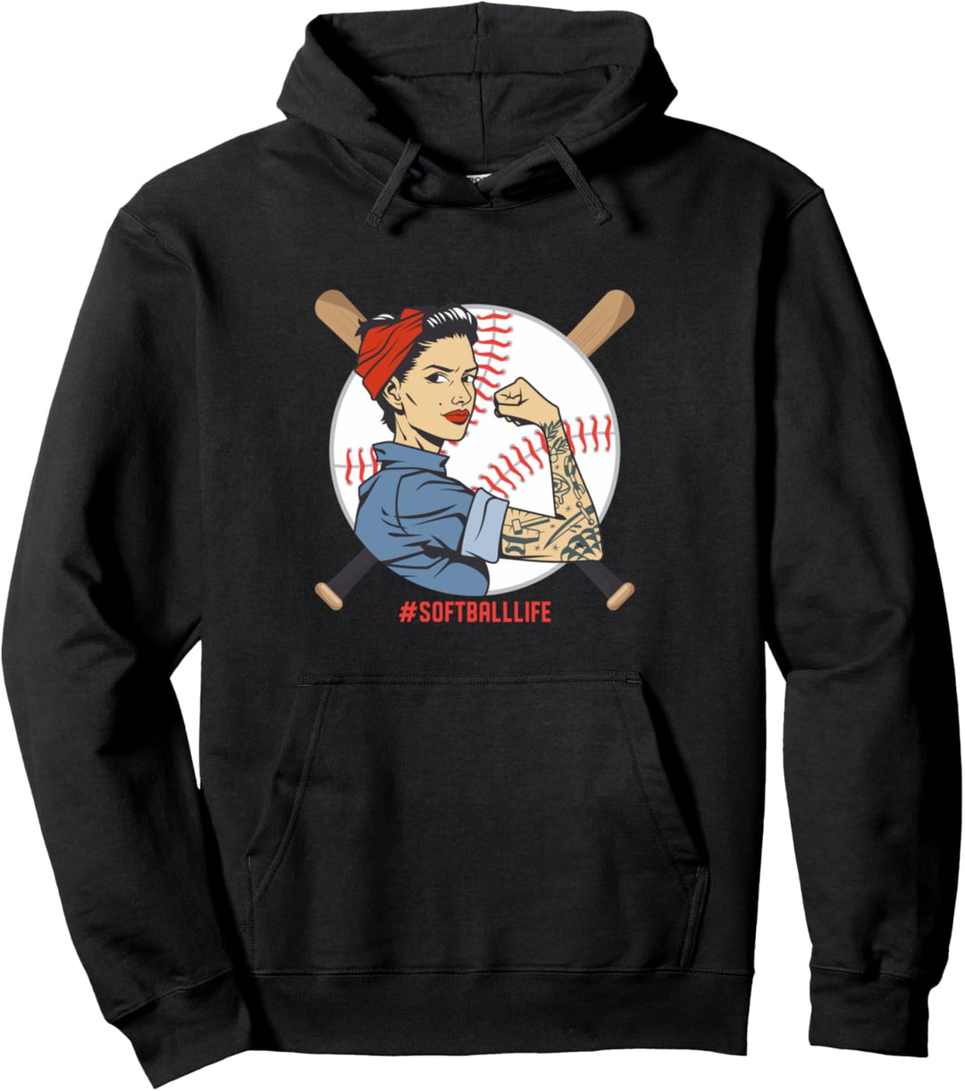 Softball Baseball Mom Life Mother's Day Funny Softball Pullover Hoodie